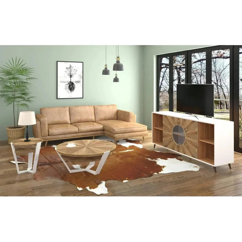 White & Brown Wood Sideboard Glass Doors & Shelves - LOOMLAN - LH Imports - Sideboards