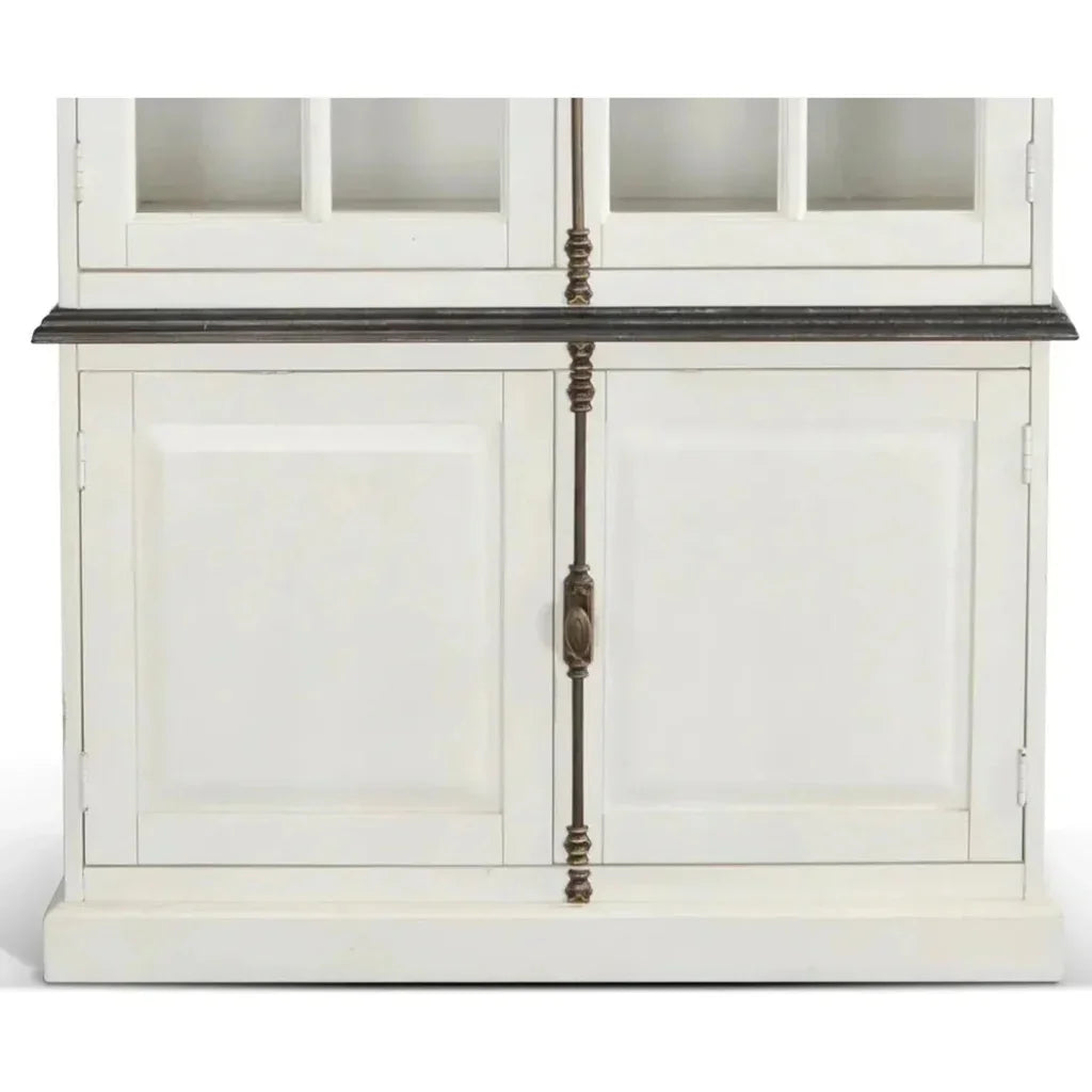 White Buffet & Hutch Glass Doors Cabinet - LOOMLAN - Sunny D - Buffets & Curios