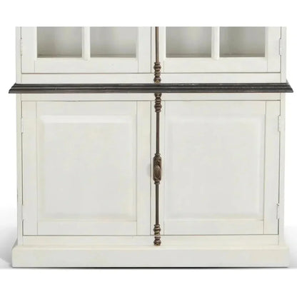 White Buffet & Hutch Glass Doors Cabinet - LOOMLAN - Sunny D - Buffets & Curios