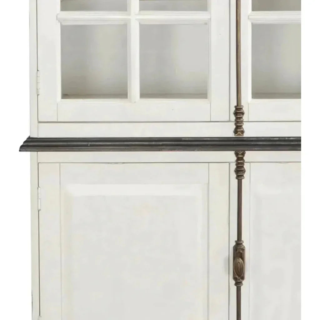 White Buffet & Hutch Glass Doors Cabinet - LOOMLAN - Sunny D - Buffets & Curios