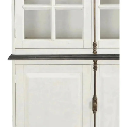 White Buffet & Hutch Glass Doors Cabinet - LOOMLAN - Sunny D - Buffets & Curios
