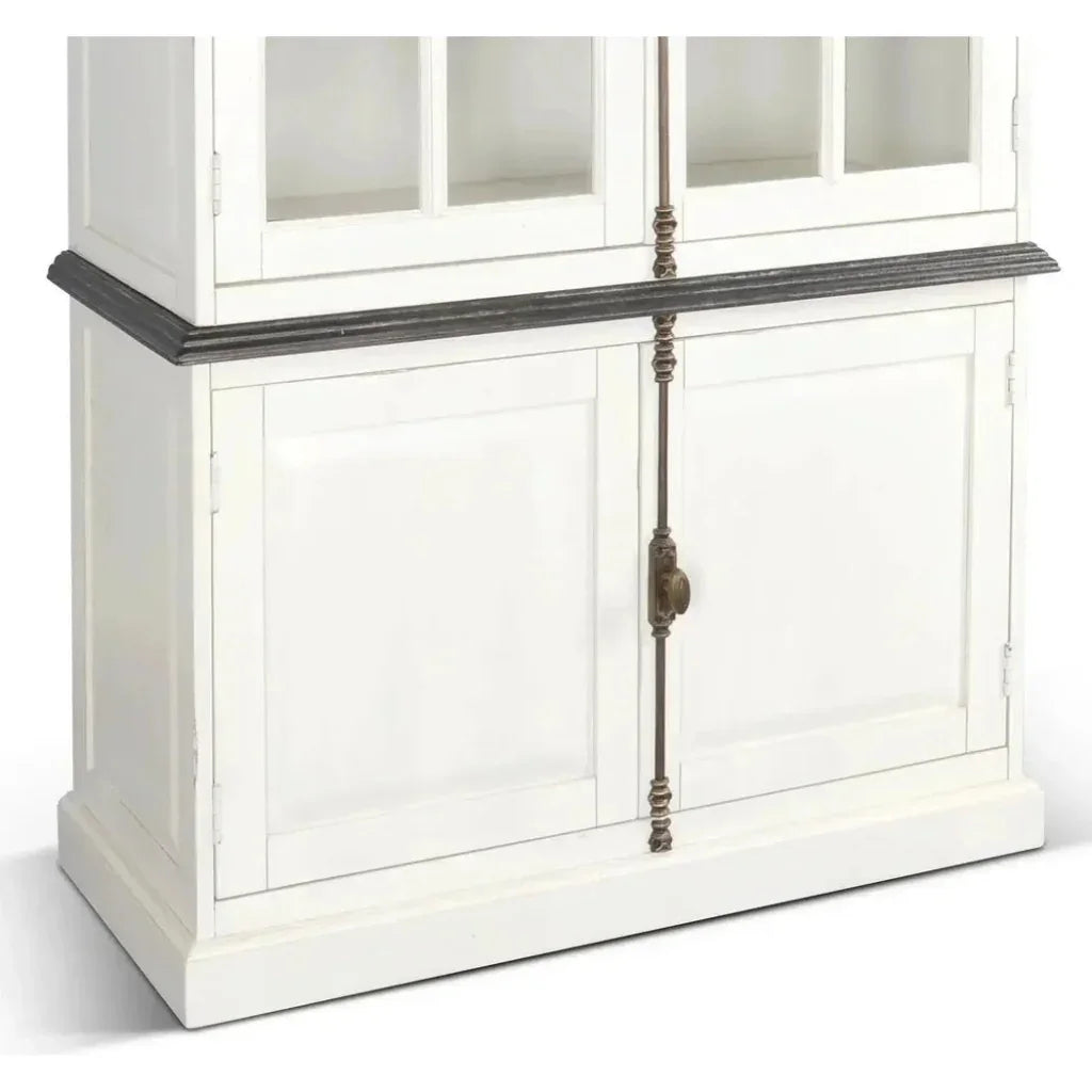 White Buffet & Hutch Glass Doors Cabinet - LOOMLAN - Sunny D - Buffets & Curios