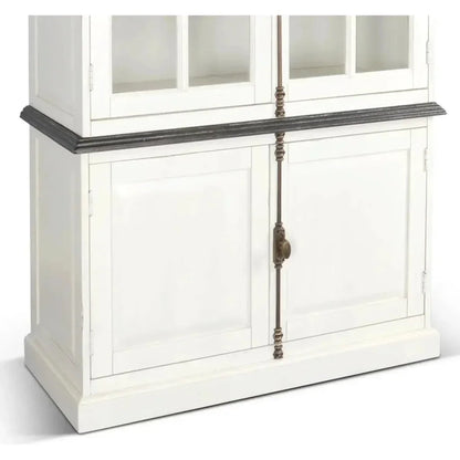 White Buffet & Hutch Glass Doors Cabinet - LOOMLAN - Sunny D - Buffets & Curios