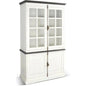 White Buffet & Hutch Glass Doors Cabinet - LOOMLAN - Sunny D - Buffets & Curios