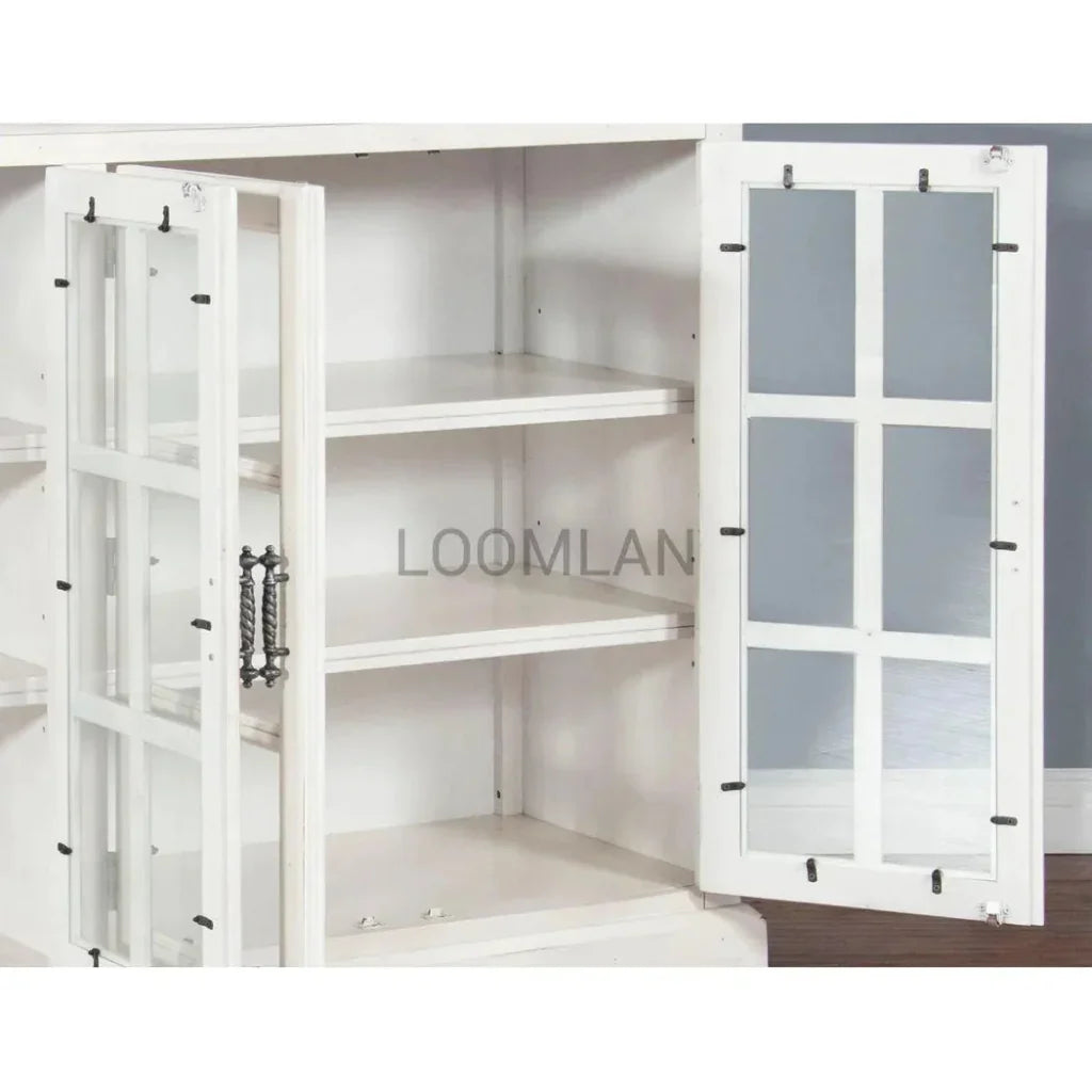 White Buffet Server Windowpane Glass Doors - LOOMLAN - Sunny D - Sideboards