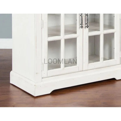 White Buffet Server Windowpane Glass Doors - LOOMLAN - Sunny D - Sideboards