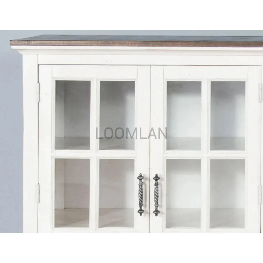 White Buffet Server Windowpane Glass Doors - LOOMLAN - Sunny D - Sideboards