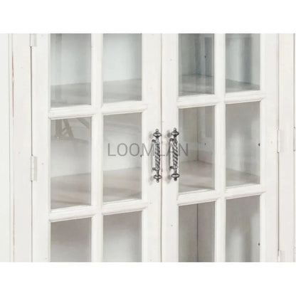 White Buffet Server Windowpane Glass Doors - LOOMLAN - Sunny D - Sideboards