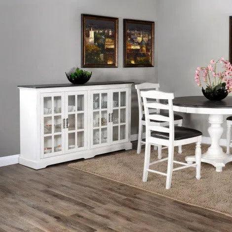 White Buffet Server Windowpane Glass Doors - LOOMLAN - Sunny D - Sideboards