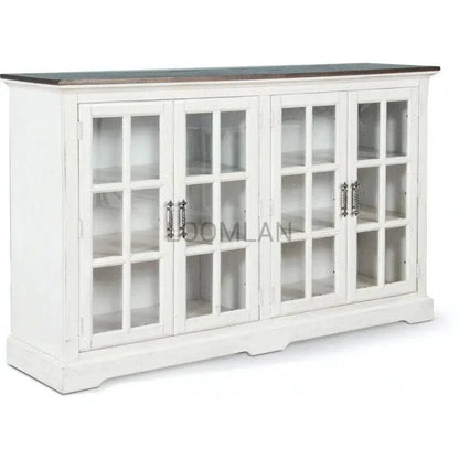 White Buffet Server Windowpane Glass Doors - LOOMLAN - Sunny D - Sideboards