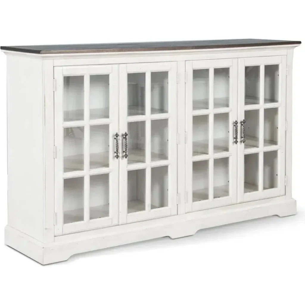 White Buffet Server Windowpane Glass Doors - LOOMLAN - Sunny D - Sideboards