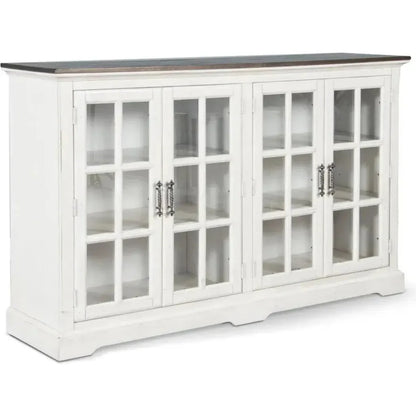 White Buffet Server Windowpane Glass Doors - LOOMLAN - Sunny D - Sideboards