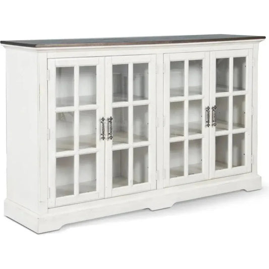 White Buffet Server Windowpane Glass Doors - LOOMLAN - Sunny D - Sideboards