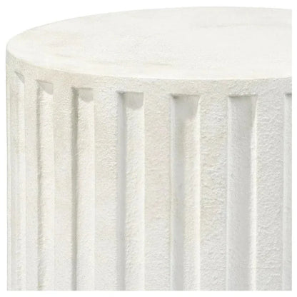 White Cement Fluted Column Mid Century Side Table - LOOMLAN - Jamie Young - Side Tables
