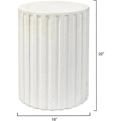 White Cement Fluted Column Mid Century Side Table - LOOMLAN - Jamie Young - Side Tables