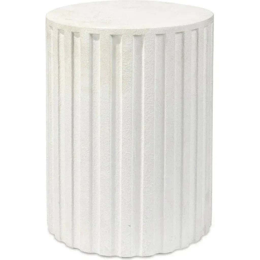 White Cement Fluted Column Mid Century Side Table - LOOMLAN - Jamie Young - Side Tables