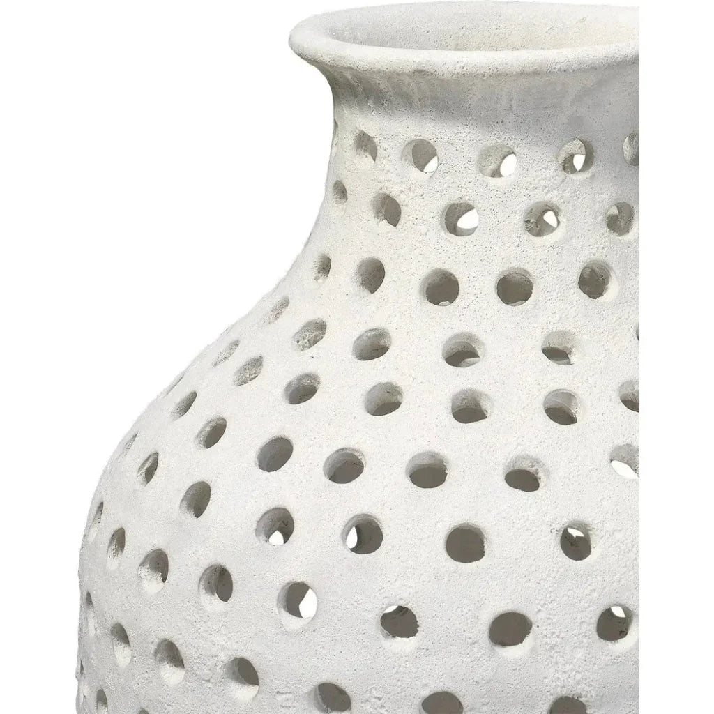 White Ceramic Porous Vase - LOOMLAN - Jamie Young - Vases & Jars