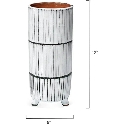 White Ceramic Striae Vessels (Set of 3) - LOOMLAN - Jamie Young - Vases & Jars