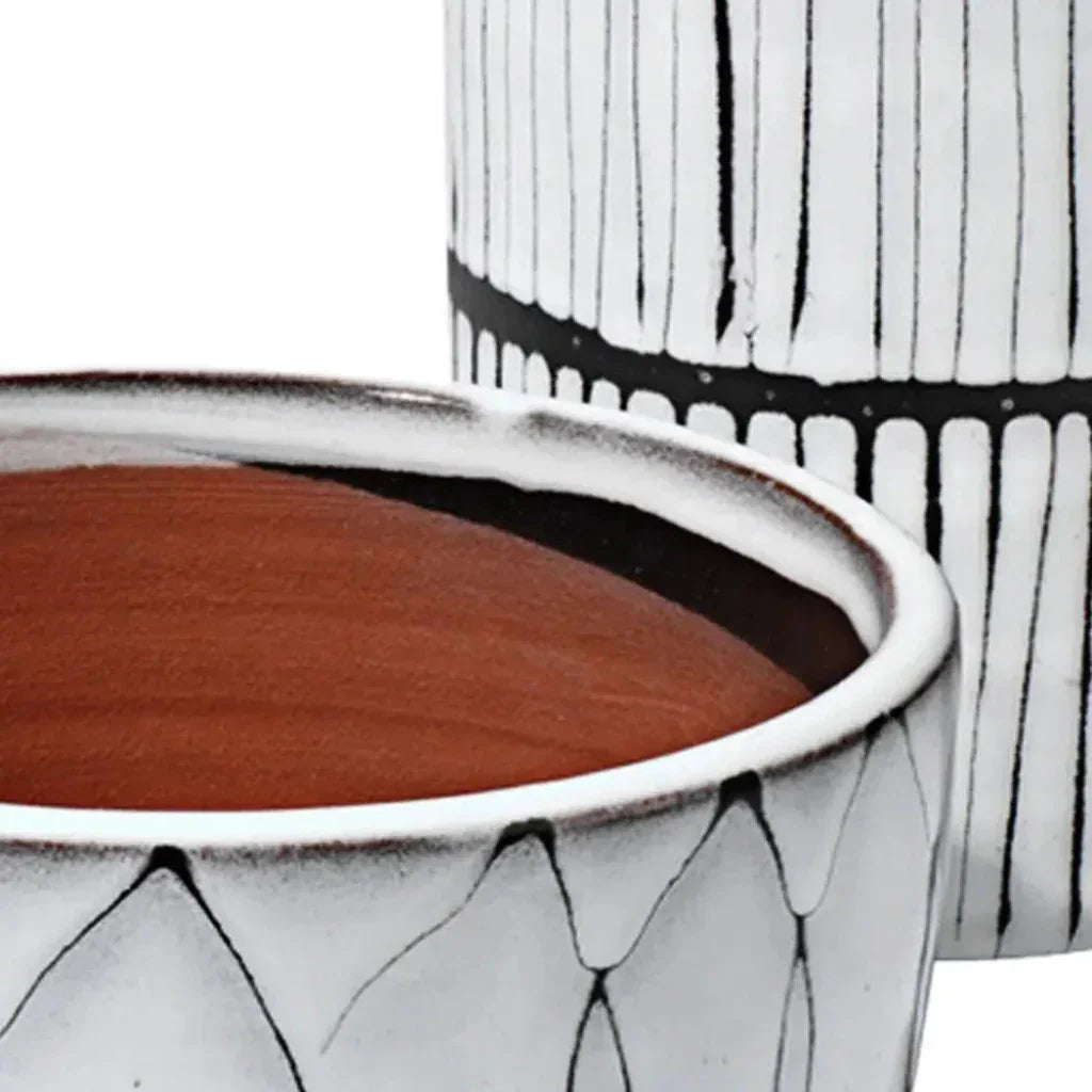 White Ceramic Striae Vessels (Set of 3) - LOOMLAN - Jamie Young - Vases & Jars