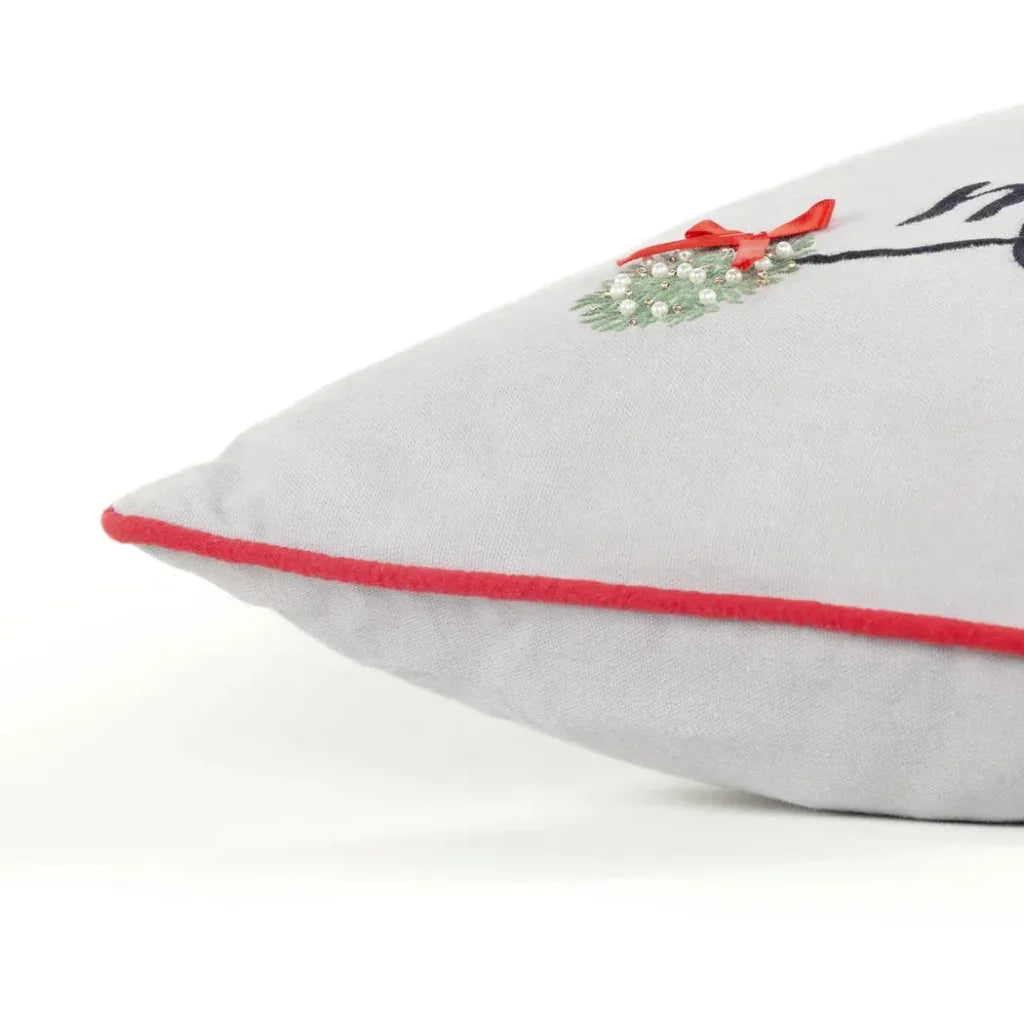 White Christmas Decorative Pillow Welted Isah - LOOMLAN - LOOMLAN - Throw Pillows