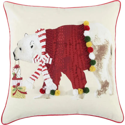 White Christmas Decorative Pillow Welted Isah - LOOMLAN - LOOMLAN - Throw Pillows