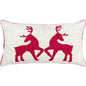White Christmas Deer Red Lumbar Pillow Insert - LOOMLAN - LOOMLAN - Throw Pillows