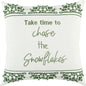 White Christmas Snowflakes Green Pillow Down Insert - LOOMLAN - LOOMLAN - Throw Pillows