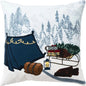 White Christmas Throw Pillow Campsite White & Blue Zuri - LOOMLAN - LOOMLAN - Throw Pillows