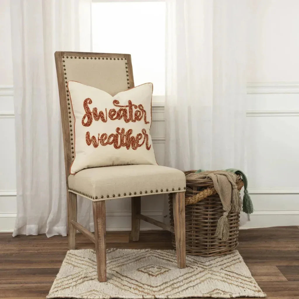 White Christmas Throw Pillow Sweater Weather - LOOMLAN - LOOMLAN - Throw Pillows