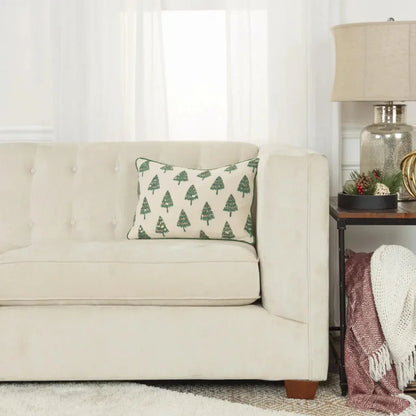 White Christmas Trees Green Lumbar Pillow Insert - LOOMLAN - LOOMLAN - Throw Pillows