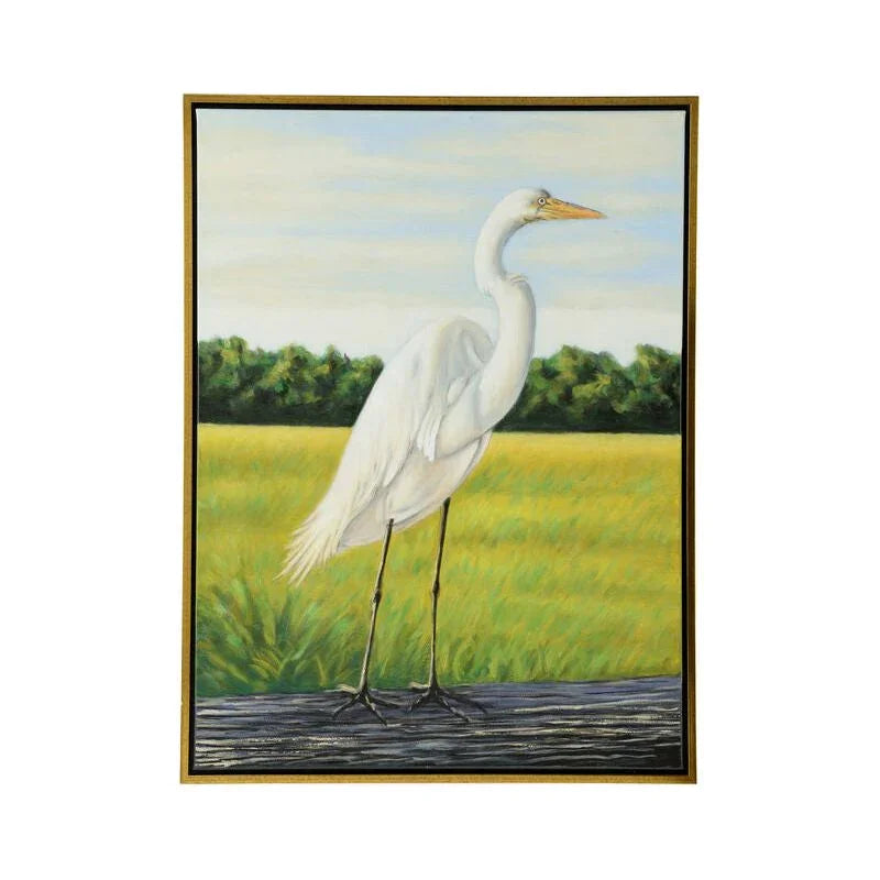 White Egret Oil Painting Artwork-Framed Wall Art-Chelsea House-LOOMLAN