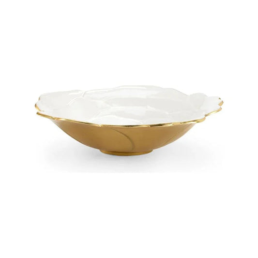 White Enameled Metallic Gold Bowl - LOOMLAN - Chelsea House - Boxes & Bowls