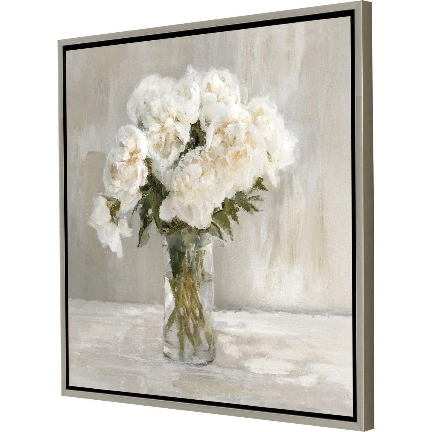 White Flower Bouquet White Canvas Art