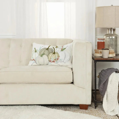 White Gina Pumpkins Couch Lumbar Pillows - LOOMLAN - LOOMLAN - Throw Pillows