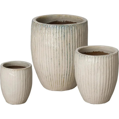 White Handcrafted Ceramic Round Planter - LOOMLAN - Emissary - Planters