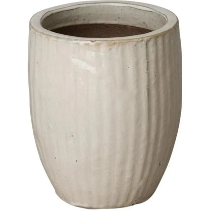 White Handcrafted Ceramic Round Planter - LOOMLAN - Emissary - Planters