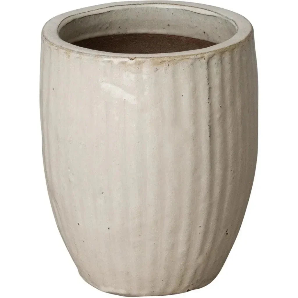 White Handcrafted Ceramic Round Planter - LOOMLAN - Emissary - Planters