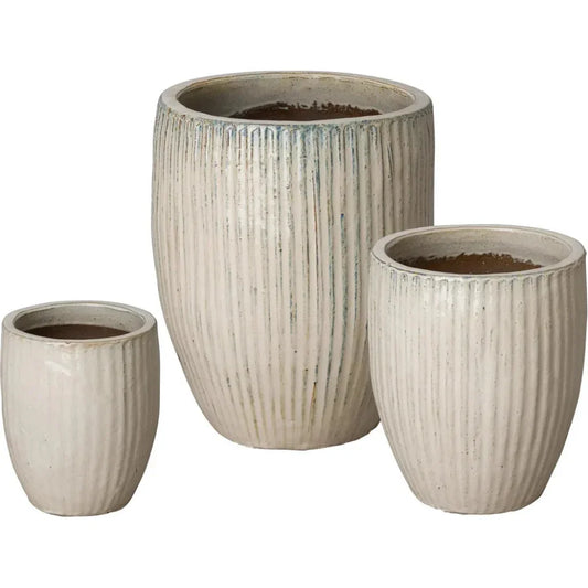 White Handcrafted Ceramic Round Planter - LOOMLAN - Emissary - Planters