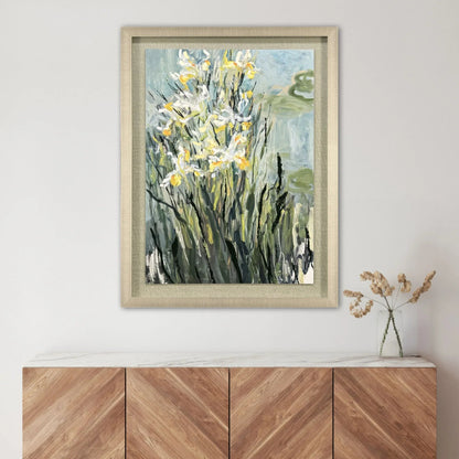 White Irises White Framed Wall Art