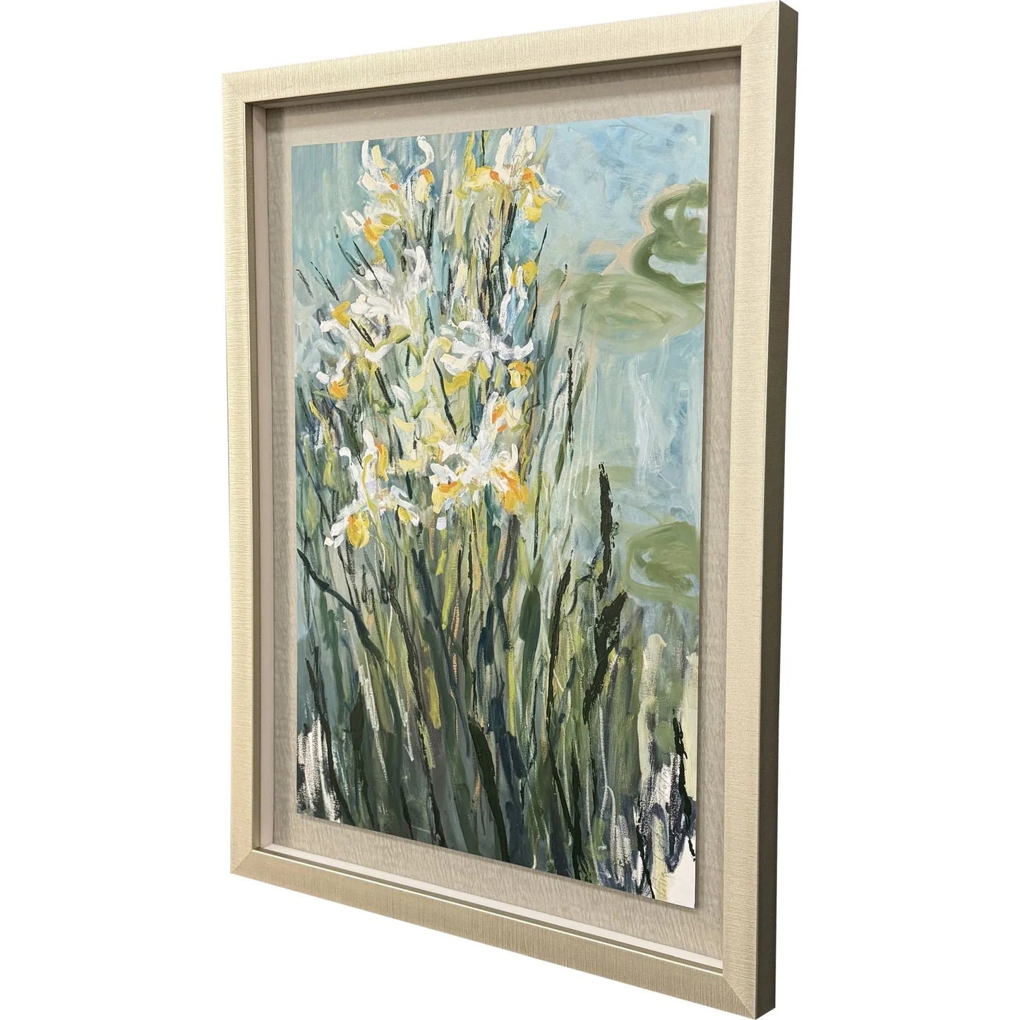 White Irises White Framed Wall Art