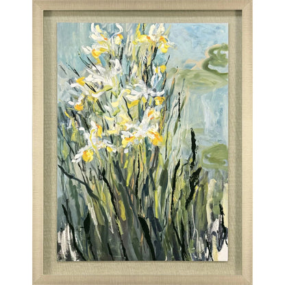 White Irises White Framed Wall Art