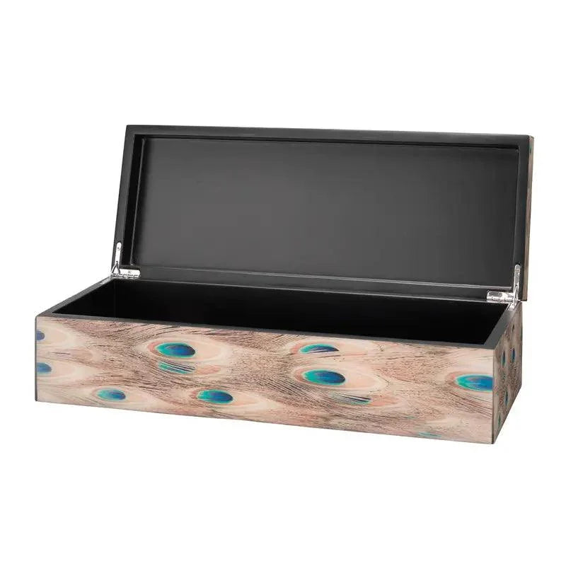 White Lacquer Plume Rectangle Box - LOOMLAN - Jamie Young - Boxes & Bowls