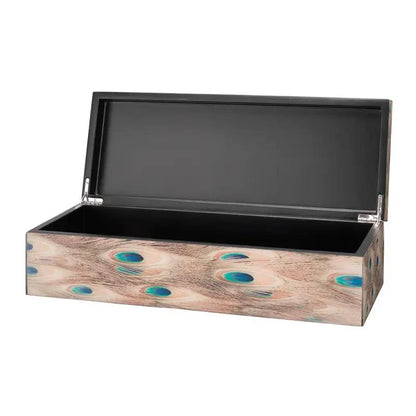 White Lacquer Plume Rectangle Box - LOOMLAN - Jamie Young - Boxes & Bowls