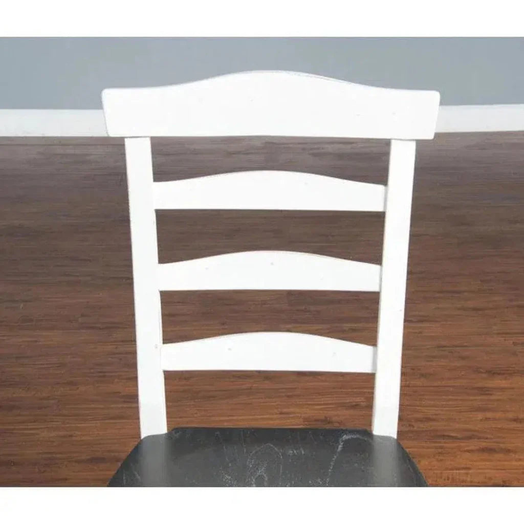 White Ladderback Dining Chair Wooden Seat - LOOMLAN - Sunny D - Dining Chairs