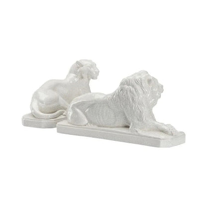 White Lions Looked Sculpture (Pr) - LOOMLAN - Chelsea House - Statues & Sculptures