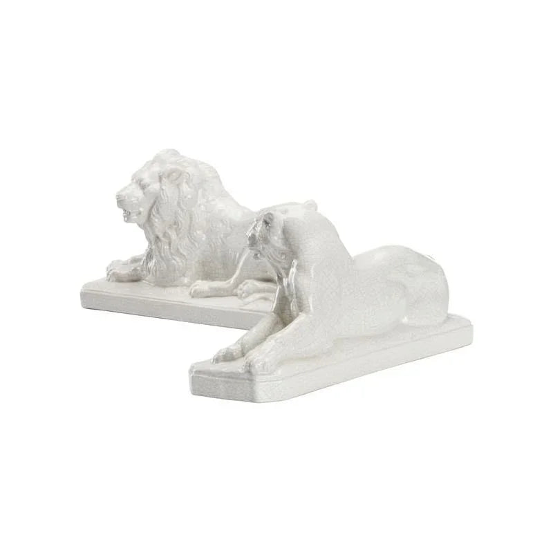 White Lions Looked Sculpture (Pr) - LOOMLAN - Chelsea House - Statues & Sculptures