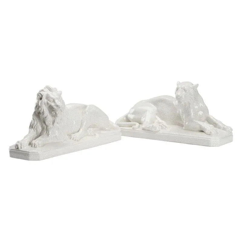 White Lions Looked Sculpture (Pr) - LOOMLAN - Chelsea House - Statues & Sculptures