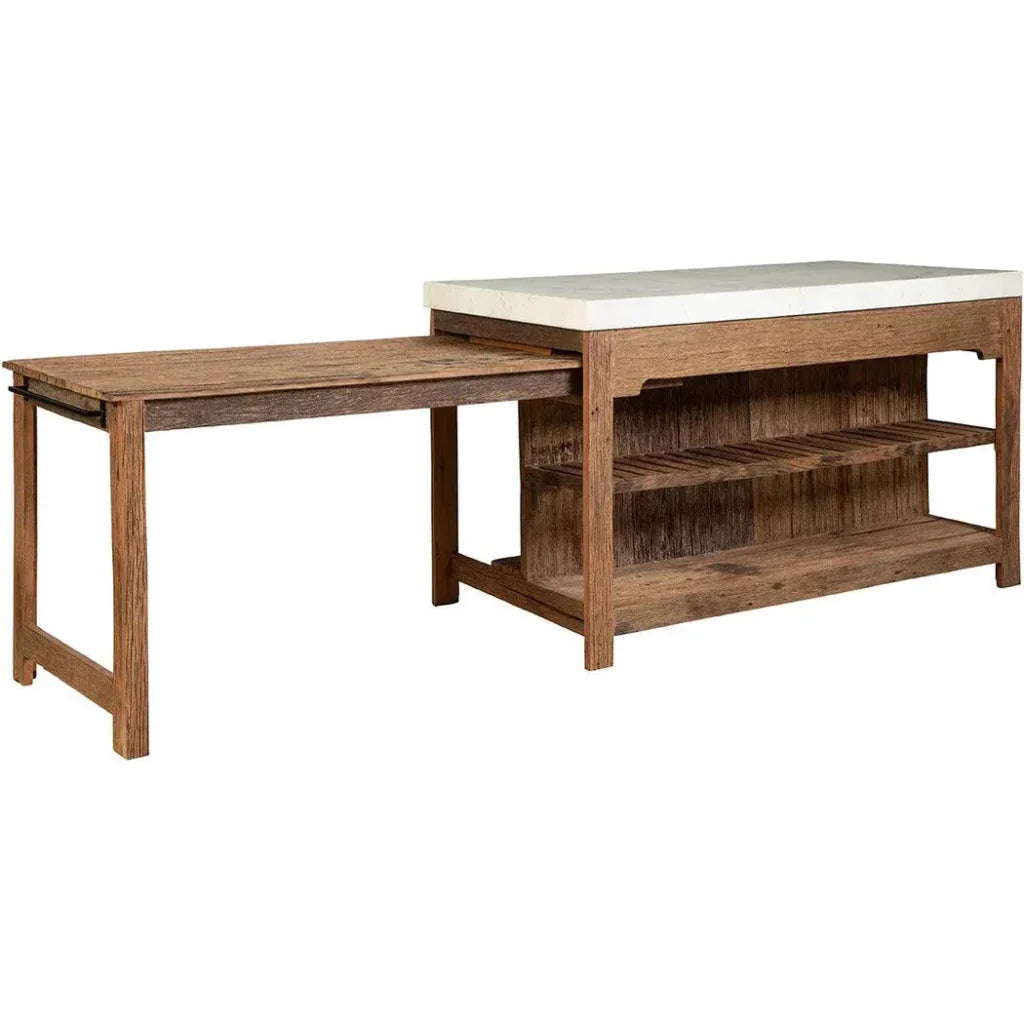 White Marble Top Rectangular Counter Table - LOOMLAN - Side Tables