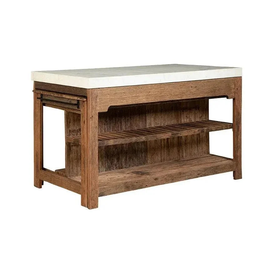 White Marble Top Rectangular Counter Table - LOOMLAN - Side Tables