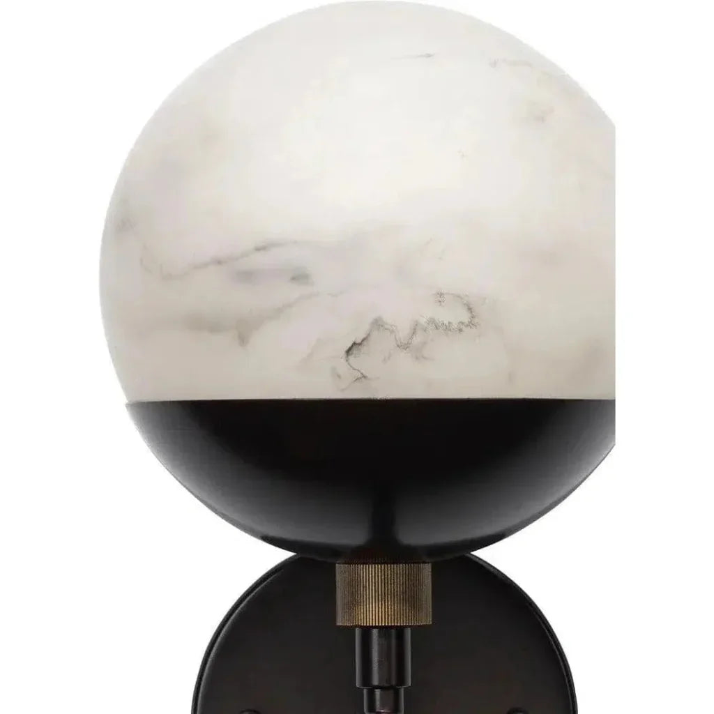 White Oil Rubbed Bronze Alabaster Metro Wall Sconce - LOOMLAN - Jamie Young - Wall Sconces